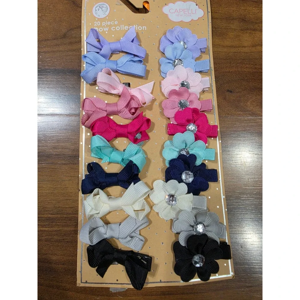 NWT Capelli New York Hair Bows Clips Set OS Multicolor Velvet Grosgrain 26pc
